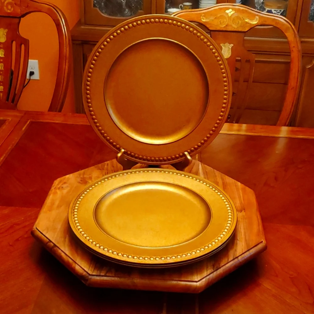 4 Gold Gilded  Decorative Charger Plates